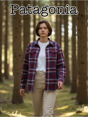 Patagonia Red Plaid Flannel Button Down Shirt Size 10